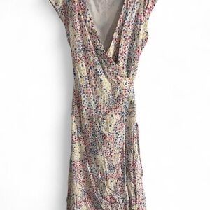 GAP Multicolor Floral Midi Dress Buttons Wrap around
